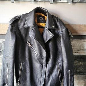 Zara basics vegan leather jacket
